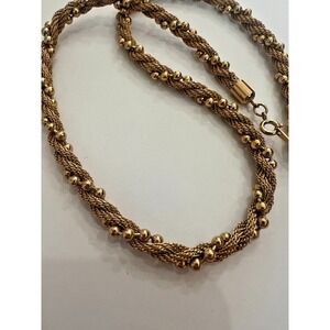 Vintage Avon Gold Tone Rope Chain Necklace Beaded 14" Twisted 70s 80s Retro Chic